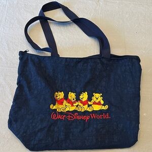Disney Winnie The Pooh Embroidered Navy Tote Bag
